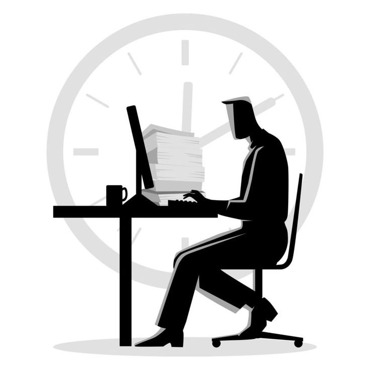 silhouette illustration of a man working overtime